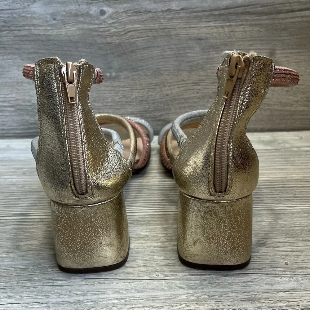 Steve Madden kids Jlucyy strappy metals chunky heel sandal kids 6 woman’s 7.5